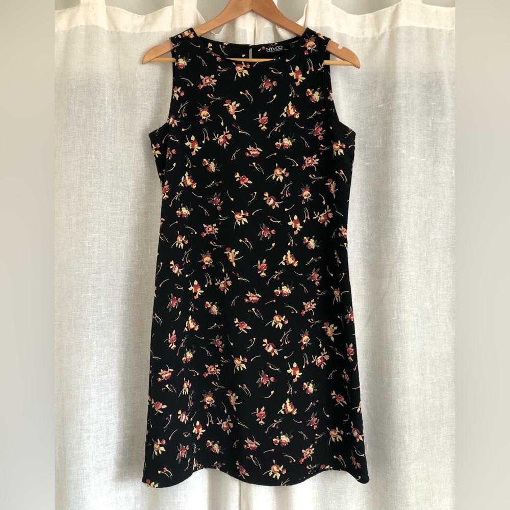 Black floral mini dress